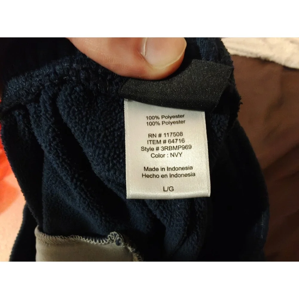 Reebok Mens Large Navy Blue Fleece Athletic Pants Straight Leg 3RBMP969